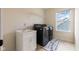Well-equipped laundry room with modern washer and dryer, utility sink and a window at 9917 Gallop Ln, Fishers, IN 46040