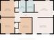 Home layout showing a three-bedroom design with a large kitchen and living room area at 1002 Collier St, Indianapolis, IN 46241