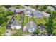 Aerial shot of property with two garages, green lawns, and charming home at 1021 W 37Th St, Indianapolis, IN 46208