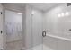 Modern walk-in shower featuring glass doors and stylish tile at 1085 Bevy Blvd, Danville, IN 46122