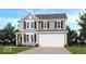 Charming two-story home boasts gray siding, brick accents, a two-car garage, and well-manicured landscaping at 1108 Bevy Blvd, Danville, IN 46122