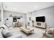 Cozy living area featuring modern furniture, a large TV, and a comfortable seating arrangement at 11469 Woodview Ct, Fishers, IN 46038