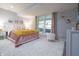 Cozy bedroom featuring a plush bed, a faux fur stool, and natural light at 11911 W Grandview Dr, Columbus, IN 47201
