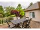 Back deck area offering ample seating with a table and chairs at 12539 Pebblepointe Pass, Carmel, IN 46033
