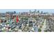 Aerial view of the neighborhood, showcasing a home with a cityscape background at 326 Parkway Ave, Indianapolis, IN 46225