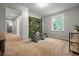 Neutral bedroom with an exercise machine and large window providing natural light and views at 4013 Hillendale Dr, Greenwood, IN 46142
