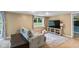 Cozy finished basement with a comfortable seating area and a large window at 426 Tipton Ln, Columbus, IN 47201
