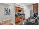 Kitchen with dark granite counters, stainless steel appliances, and modern cabinets at 435 Virginia Ave # 108, Indianapolis, IN 46203