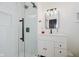 Updated bathroom featuring white marble walk-in shower and modern vanity at 611 N Park Ave # 108, Indianapolis, IN 46204