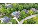 A high angle aerial photo displays the pool, manicured lawn, and landscaping at 11227 Woods Bay Ln, Indianapolis, IN 46236