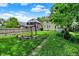 Expansive backyard featuring a charming firepit area with stone benches and lush greenery at 1138 N Oxford St, Indianapolis, IN 46201