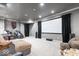 Spacious home theater with large screen, comfortable seating, and cozy lighting perfect for entertainment at 11404 Hanbury Manor Blvd, Noblesville, IN 46060