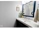Bathroom features a modern sink, large mirror, fresh plants, and clean decor at 1222 Grand Canyon Ct, Franklin, IN 46131