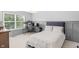 Bedroom with a large window, a bed, and a desk area perfect for studying or work at 14931 W Black Wolf Run Dr, Carmel, IN 46033