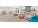 Basement living room featuring a comfortable sectional, decorative accents, and an adjoining dining area at 14931 W Black Wolf Run Dr, Carmel, IN 46033