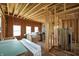 Interior view of a home under construction with exposed studs and plywood sheeting at 1627 Pleasant St, Indianapolis, IN 46203