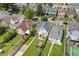 A lovely residential neighborhood featuring mature trees and neatly kept lawns at 1627 Pleasant St, Indianapolis, IN 46203