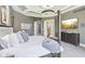 Relaxing main bedroom with trey ceiling, neutral paint, and modern furnishings at 16332 Valhalla Dr, Noblesville, IN 46060