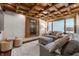 Cozy living room with wood ceiling, large windows, and comfortable seating at 2411 N County Road 500 W, Muncie, IN 47304