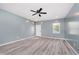 Spacious bedroom with modern ceiling fan and ample natural light at 2429 N Centennial St, Indianapolis, IN 46222