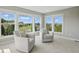 Cozy sitting area featuring comfy chairs with views of the community pond and neighborhood at 2485 Alexandra Dr, Carmel, IN 46074