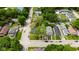 Overhead perspective of a neighborhood, featuring neatly arranged streets and houses at 3106 N Harding St, Indianapolis, IN 46208