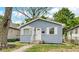 Charming blue house featuring a white front door and well-maintained landscaping at 3106 N Harding St, Indianapolis, IN 46208