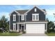 Charming two-story home featuring navy blue siding, a two-car garage, and meticulously maintained landscaping at 354 N Grand Oak Dr, Mooresville, IN 46158