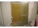 Bathroom with a glass door shower and white toilet at 3612 Carolee Ct, Indianapolis, IN 46227