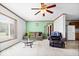 Bright and open floor plan features a cozy living area flowing seamlessly into the adjacent kitchen at 4244 Asbury St, Indianapolis, IN 46227
