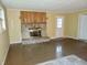 Living room featuring stone fireplace with wood detailing at 4675 N Herbemont Rd, Martinsville, IN 46151