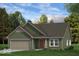 Charming single-story home with an attached garage, green siding and well-maintained landscaping at 469 Hidden Hills Way, Pittsboro, IN 46167