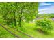 A terraced backyard with mature trees and greenery outside the home at 5097 Vantage Point Rd # B 2, Avon, IN 46123