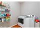 Well-equipped laundry room with modern washer and dryer, plus shelving for storage at 5640 High Vista Cir, Indianapolis, IN 46234
