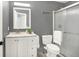 Clean bathroom featuring a sink, a toilet, a shower and a clean design at 9002 Walton St, Indianapolis, IN 46231