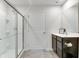 Clean bathroom with glass-enclosed shower, sleek vanity, and modern fixtures for a fresh feel at 9829 Hulton Rd, Pendleton, IN 46064