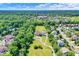 Expansive aerial view of a suburban community showcasing the pool and tree-lined surroundings at 11575 Freeport Dr, Carmel, IN 46032