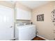 The laundry room features a modern washer and dryer, and functional cabinets at 11692 Seven Oaks Dr, Fishers, IN 46038