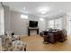 Living room includes hardwood floors and access to the entryway at 13048 Minden Dr, Fishers, IN 46037