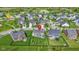 Aerial view of the property in a residential neighborhood with a large, fenced backyard at 13485 Mancroft Dr, Fishers, IN 46037