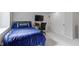 Basement bedroom featuring a desk, television and a storage closet at 13485 Mancroft Dr, Fishers, IN 46037
