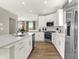 Open kitchen design with stainless steel appliances, white cabinetry, and island for prepping and dining at 17721 Remy Rd, Noblesville, IN 46062