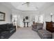 Spacious sitting room features neutral carpet, tasteful decor, doors that open to other rooms, and a trey ceiling at 24 Shannon Rd, Zionsville, IN 46077