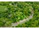 Aerial view showcasing property lines with mature trees and river frontage at 2781 E Vandalia Rd, Flat Rock, IN 47234