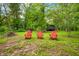 View of the backyard featuring Adirondack chairs and a quaint home in the background at 2781 E Vandalia Rd, Flat Rock, IN 47234