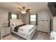 Comfortable bedroom designed with light gray walls and a ceiling fan, creating a relaxing space for rest at 3514 Summerfield Dr, Indianapolis, IN 46214