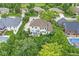 Aerial view of the home showcasing its backyard patio area and lush surroundings, complemented by neighborhood amenities at 3655 Copperleaf Blvd, Greenwood, IN 46143