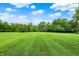 Expansive green backyard with lush grass and surrounding mature trees in a landscaped setting at 4495 W Stones Crossing Rd, Greenwood, IN 46143