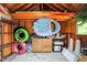 Functional pool storage shed, perfect for organizing floats, toys, and equipment, keeping the poolside clutter-free at 4495 W Stones Crossing Rd, Greenwood, IN 46143