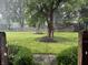 Backyard featuring green grass, mature trees, and a wooden fence at 6609 N Tuxedo Ln, Indianapolis, IN 46220